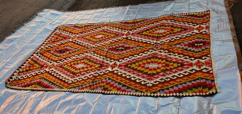 Fun bold vintage wool - , kilim