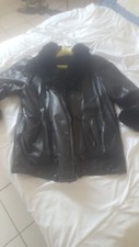 veste forme blouson noire en cuir pour femme 44/46 doublée mouton doré