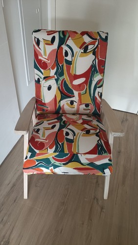 Fauteuil bois tissu - tissu, motif