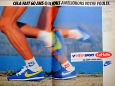 PUBLICITÉ PRESSE 1984 INTERSPORT LA HUTTE ÉQUIPEMENT COQ SPORTIF NIKE - JOGGING