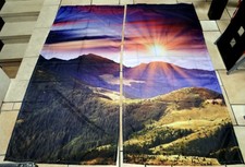 Lot de 2 Rideaux 3D - motif montagne coucher de soleil