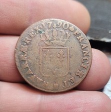  Louis XVI.  Sol, 1790 B . Rouen  Cuivr