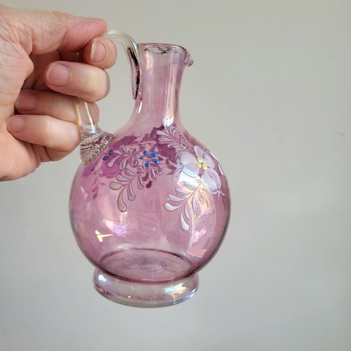 Ancienne carafe verre rose - en,