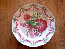 grand plat faience de l'est  rubannée  les islettes 1840  rare