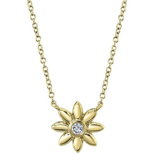 14k jaune diamant fleur - 14k, or