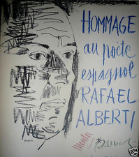 Rafael Alberti Blasco Mentor Lithographie originale signée 1966 Poète Espagnol