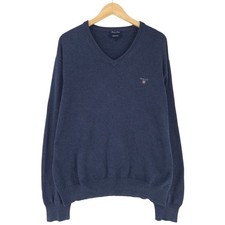 Pull Vintage GANT Pour Homme Bleu En Coton Taille L