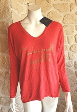 Tee shirt corail "Mademoiselle Pipelette" neuf Lacomy taille unique (sm3)