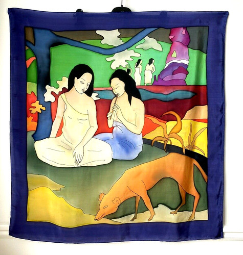 Rare foulard carré soie peint - rare,