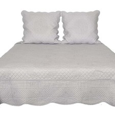 Couvre Lit boutis bastidon couleur lin clair 2m30 x 2m50 Coton - MCTISSUS - 3700