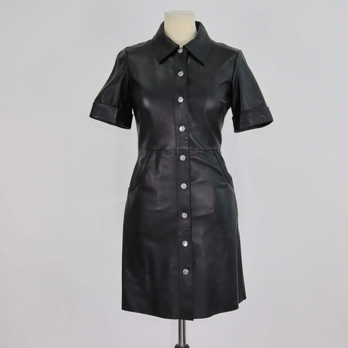 Mini robe chemise - en, cuir