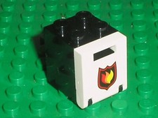 LEGO Black Container White Door City Fire Sticker Ref 4345 4346pb15 Set 7238