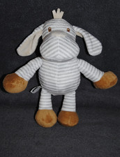 ?Doudou Chien FILANTEX Blanc Rayé Gris Pattes Beige Peluche 24 Cm Etat NEUF