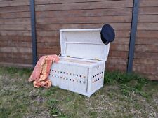 Grand coffre en osier vintage shabby chic