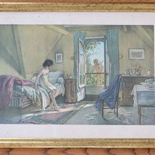 Georges Redon La Visite de l'Ange Reproduction Signée dans la Planche Encadrée 