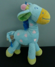 D3. DOUDOU PELUCHE GIRAFE SIMBA NICOTOY BLEU VERT JAUNE LAINE 25cm ETAT NEUF*