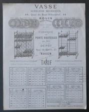 Facture catalogue 1870  VASSE ROUEN PORTE BOUTEILLE Hérisson illustrée 48