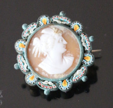 Broche camée ancienne certie micro mosaïque. Italie,XIX ème.