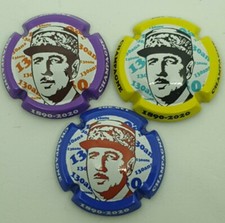 Série de 3 Capsules de champagne Générique De Gaulle 130ans violet jaune bleu.TF