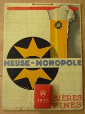 Meuse-Monopole bières Fines Jean-Adrien Mercier Publicité carton PLV 1933 