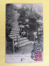 CPA 75 - PARIS SQUARE SAINT PIERRE ESCALIER allant au SACRÉ COEUR écrite en 1907