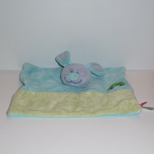 Doudou lapin tex bleu vert - tex,