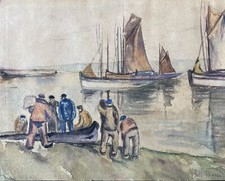 Tableau peinture ancienne marine Janssaud XIXe