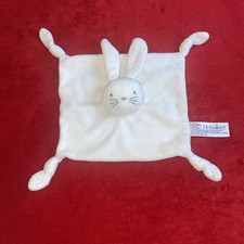?? Doudou Lapin BOUT'CHOU (MONOPRIX) Carré Blanc Étoiles NEUF Jamais Utilisé