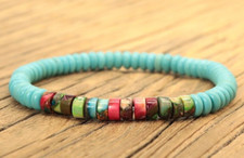 Bracelet de perles Howlite turquoise Jaspe impérial multicolore Sur mesure Femme