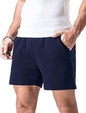 Homme Shorts de Sport athlétisme Bodybuilding Shorts Poche 5“ Coton Dark Blue M
