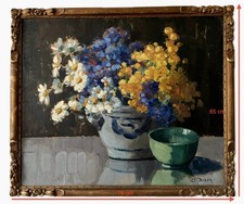 nature morte fleurs Signée