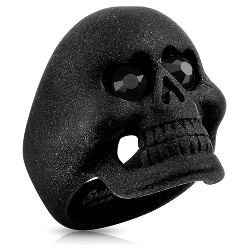 Bague crâne noir mat - bague,