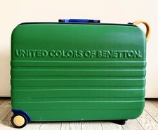 United Colors of Benetton valise bagage vintage années 90 étui rigide vert...