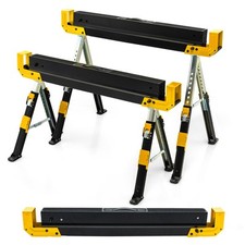 Lot de 2 Tréteaux Métalliques Pieds Antidérapants Hauteur Ajustable 61,5 à 82,7