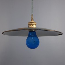 Lampe Design Industriel À Suspension En Métal Gris Blanc Vintage XXe Siècle