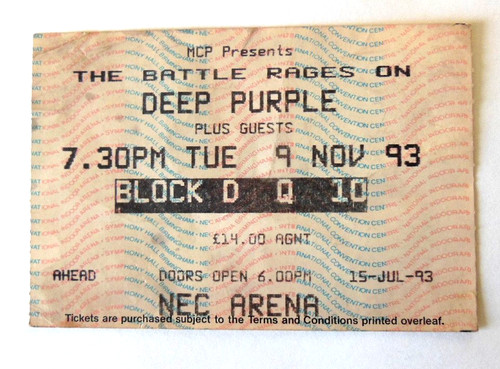 Deep purple ticket 1993 - purple,