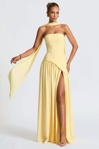 Robe bande jaune pastel - robe,