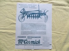 Charrue déchaumeuse à disques Mc CORMICK - feuillet publicitaire