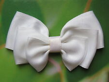  Barrette Accessoires Cheveux Satin Enfant Femme Mariage Fêtes Fait Main Blanc