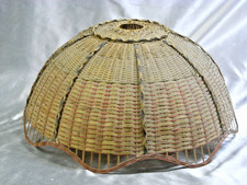 ANCIENNE LAMPE ABAT JOUR OSIER SUSPENSION VINTAGE