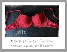 Soutien-gorge rouge dentelles fine très bon état lingerie fine résistante 