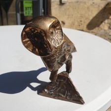 Yves LOHE (1947): Vintage Hibou Chouette sur socle,Sculpture bronze Signee
