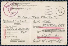 WW2 - Correspondance d'un prisonnier français du STALAG V-A pour les USA - 1942