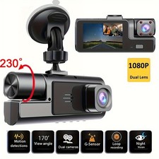 Dashcam Voiture 1080P HD Caméra Double Vision Nocturne Infrarouge Angle 170°
