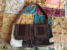 Original Sac Jamin Puech porté épaule tout cuir marron et peau poulain. 