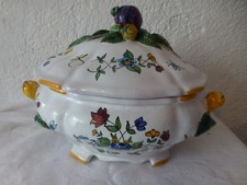 grande bonbonniere faience de montpellier Paul Artus decor floral fruit vintage 