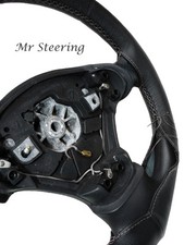 Couvre Volant En Cuir Italien Noir Pour Audi A4 B7 2005-2008 Avec Couture Grise