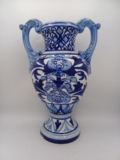 Grand Vase / Potiche à Décor Floral Bleu – Fabriqué en Espagne
