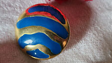 Haute couture bouton vintage collection métal emaillé bleu 2,7 cm ref 2221