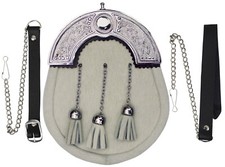 Kilt De Robe Complète Sporran Blanc Et Chrome Cantle Celtique